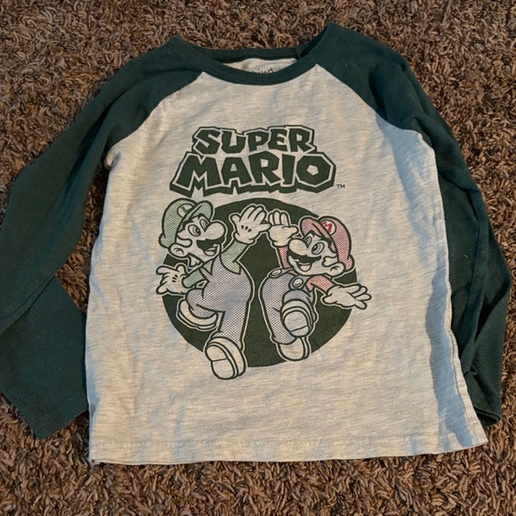 Jumping Beans Super Mario Long Sleeve Tee - Green and Gray - Picture 1 of 4